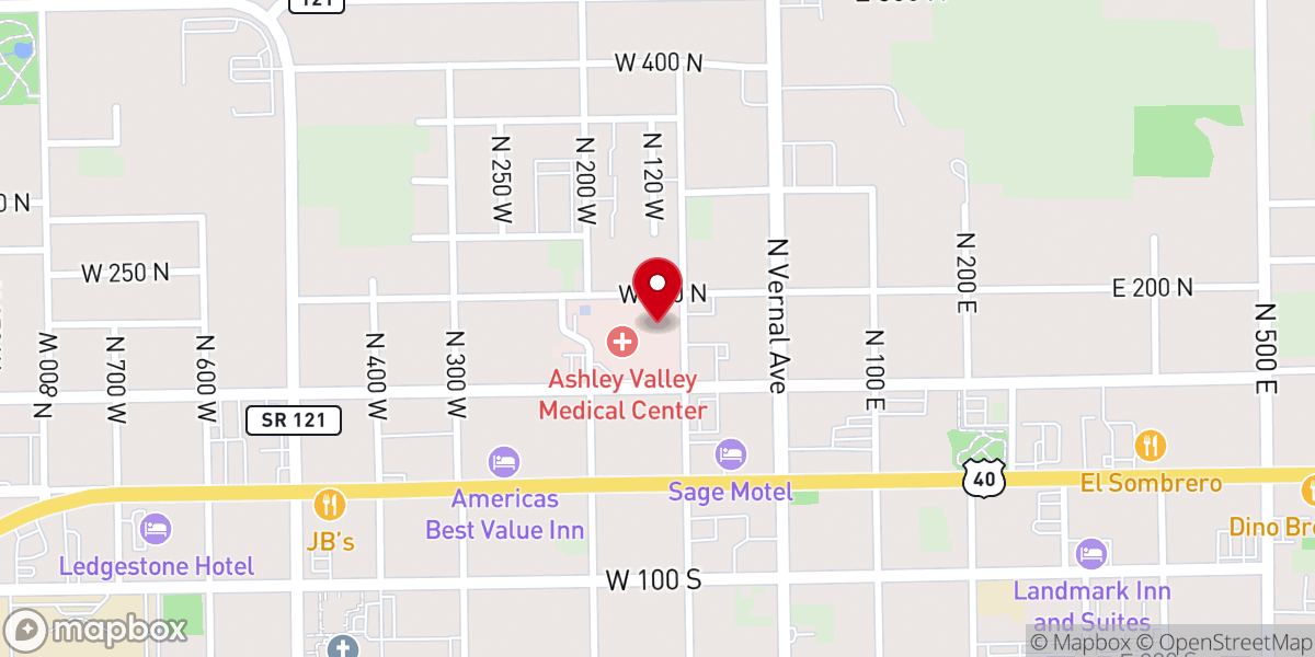 Map showing location of Ashley Valley Medical Center Chapel