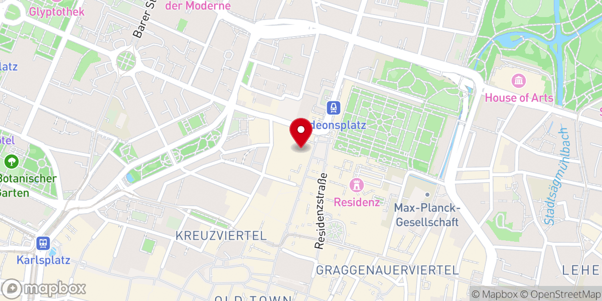 Map showing location of Theatinerkirche