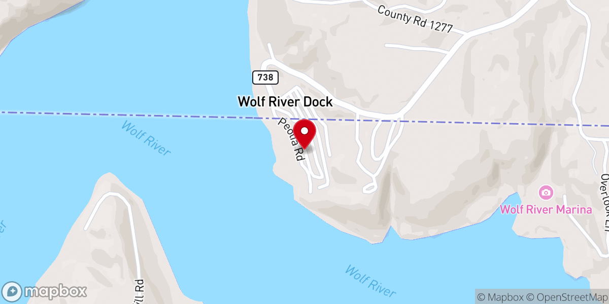 Map showing location of Wolf River Resort and Marina