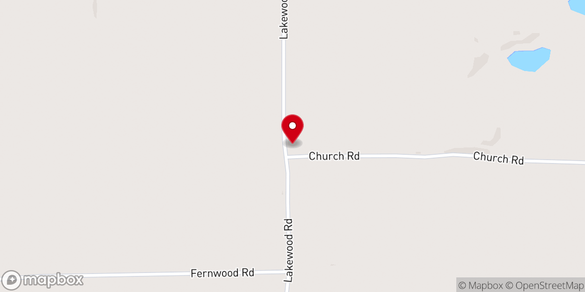 Map showing location of Faith Ev. Lutheran Church, Harshaw WI