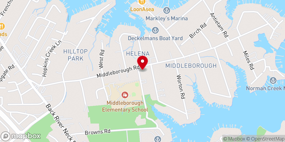 Map showing location of Hope Evagelical Lutheran Church
