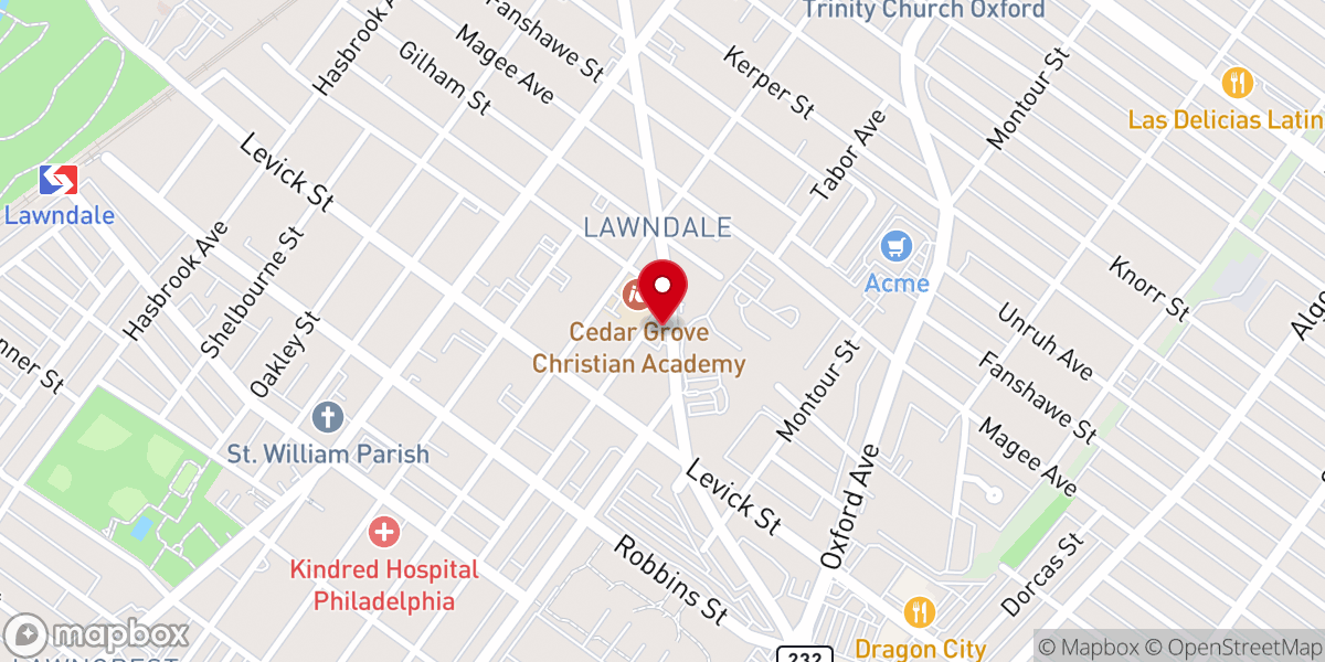 Map showing location of Lawndale Baptist Church