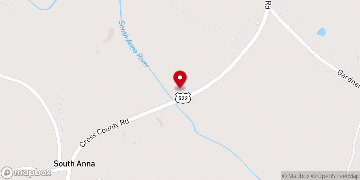 Map showing location of South Anna Baptist Church