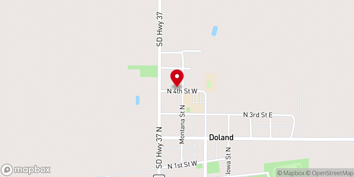 Map showing location of Doland Methodist Church