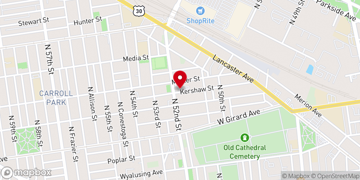 Map showing location of Bible Way Baptist Church