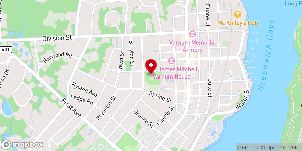 Map showing location of Hill & Harbor Historic District , East Greenwich