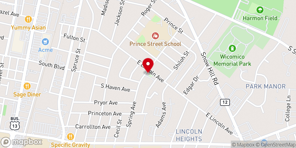 Map showing location of Faith Church