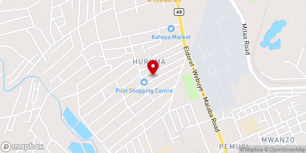 Map showing location of P.C.E.A Huruma Church