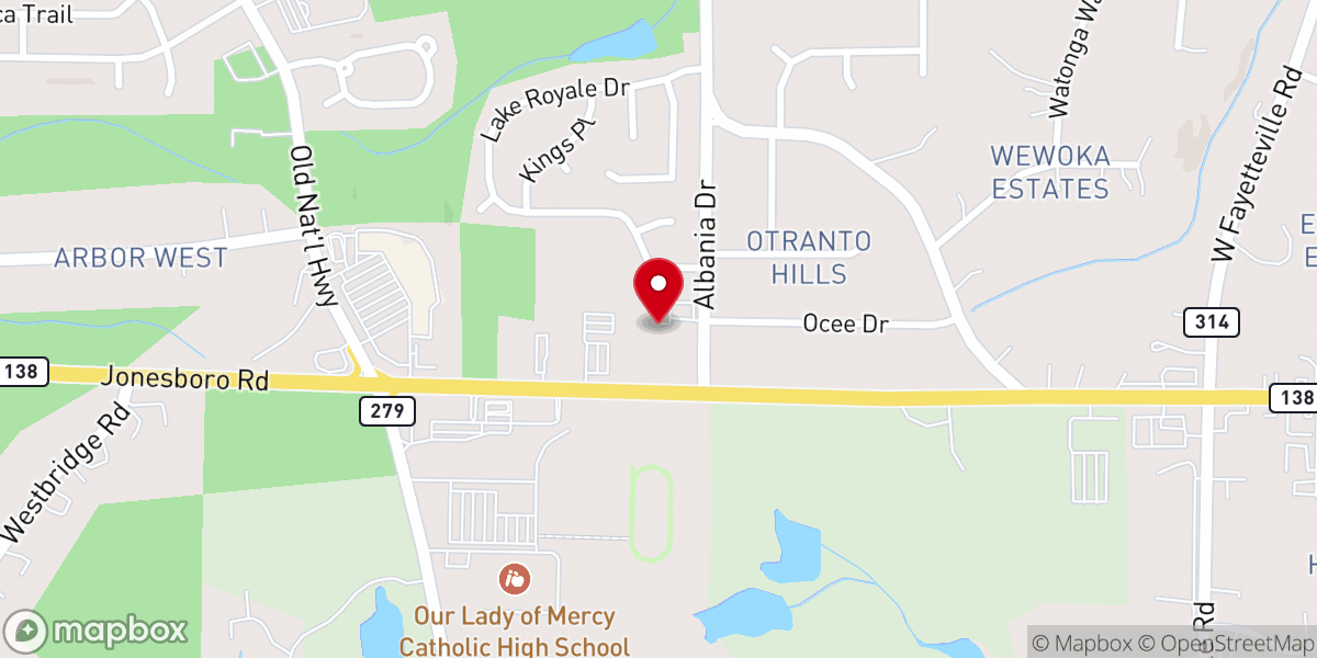 Map showing location of Christ Our Hope Lutheran Church