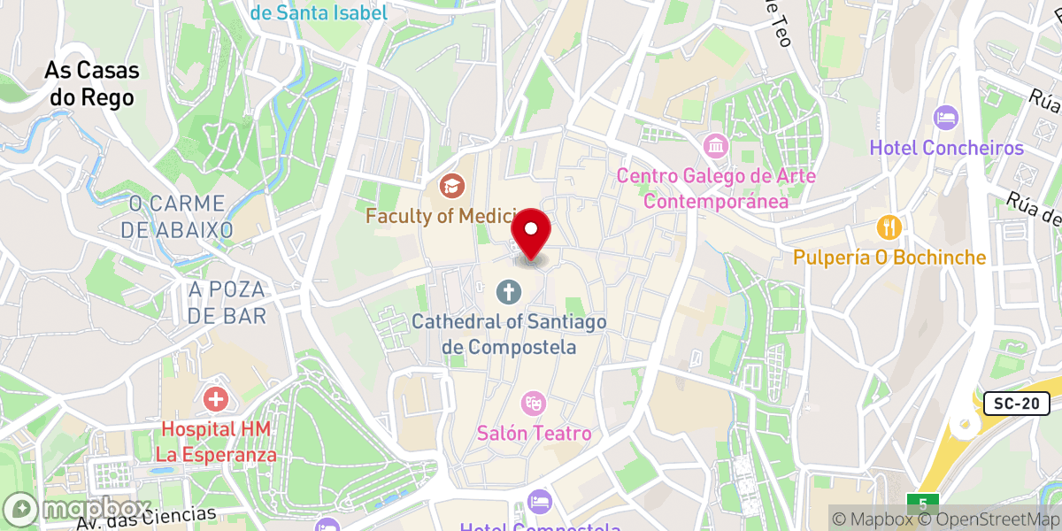 Map showing location of Parroquia de Santa María la Antigua de la Corticela