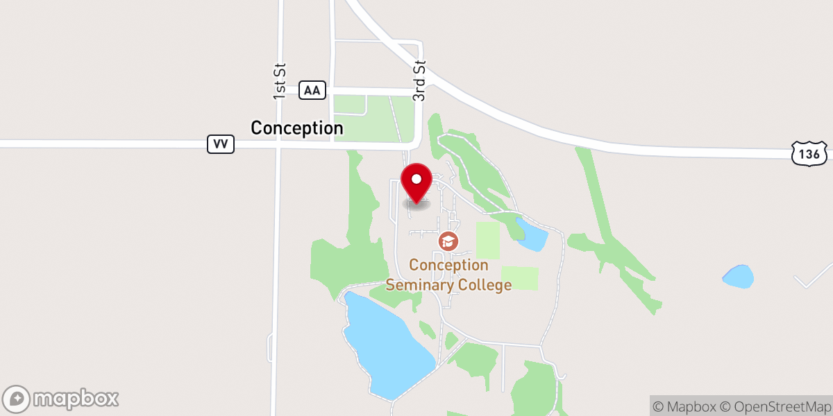 Map showing location of Abbey Basilica of the Immaculate Conception