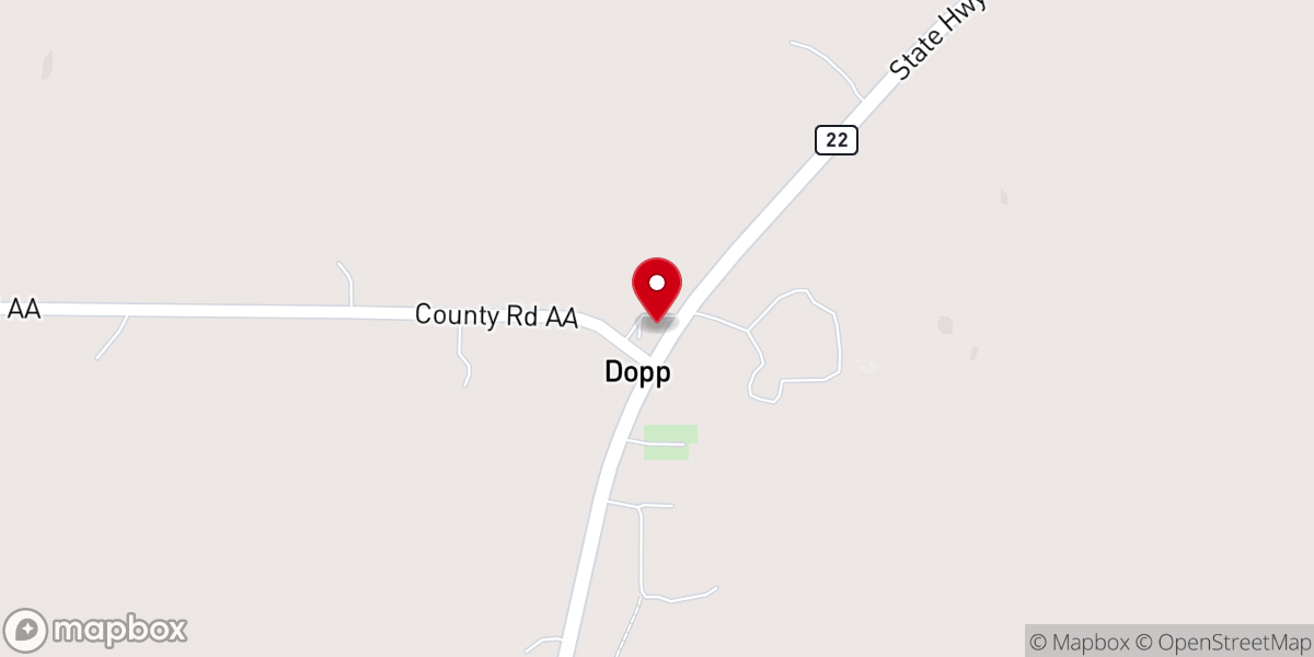 Map showing location of Dopp Memorial Center
