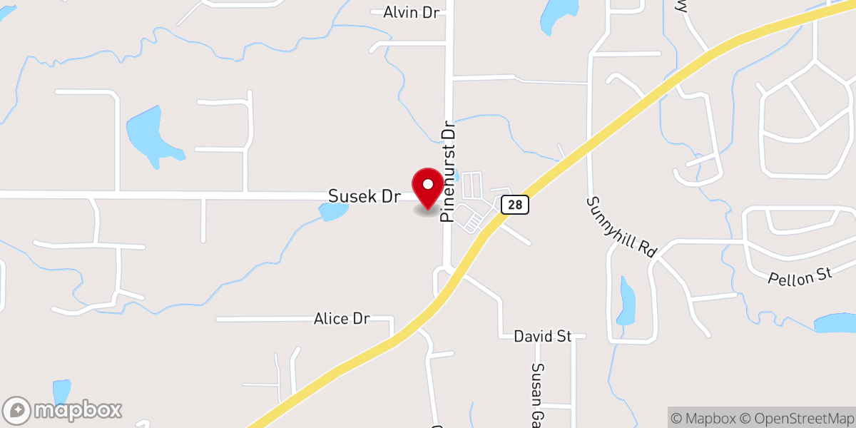 Map showing location of Pineville Church of God