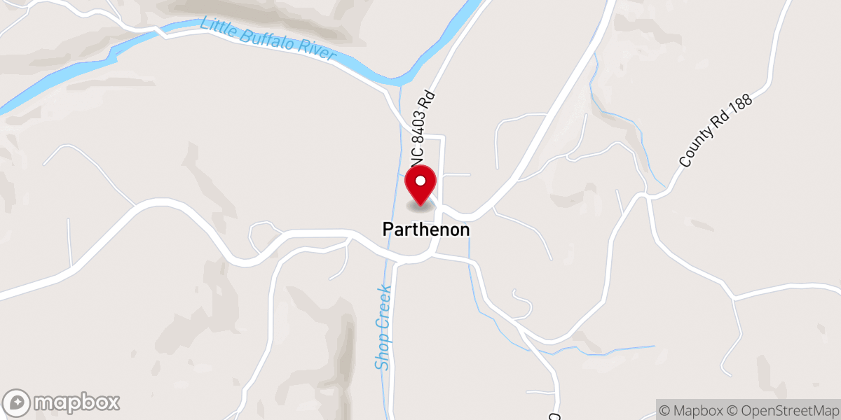 Map showing location of Parthenon First Baptist Church