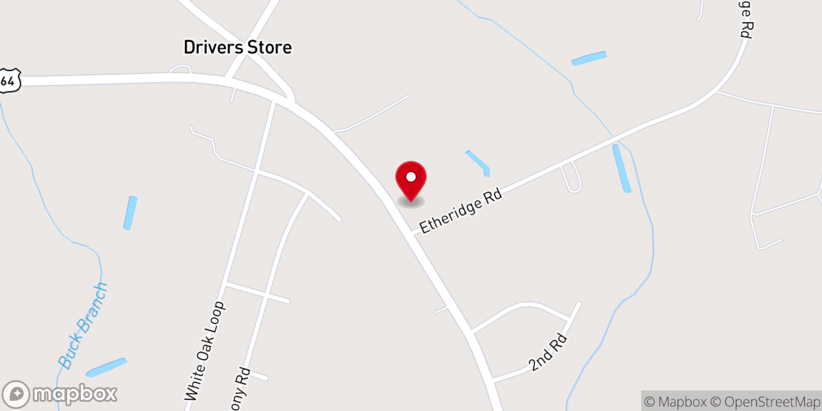Map showing location of White Oak Pentecostal Holiness Church