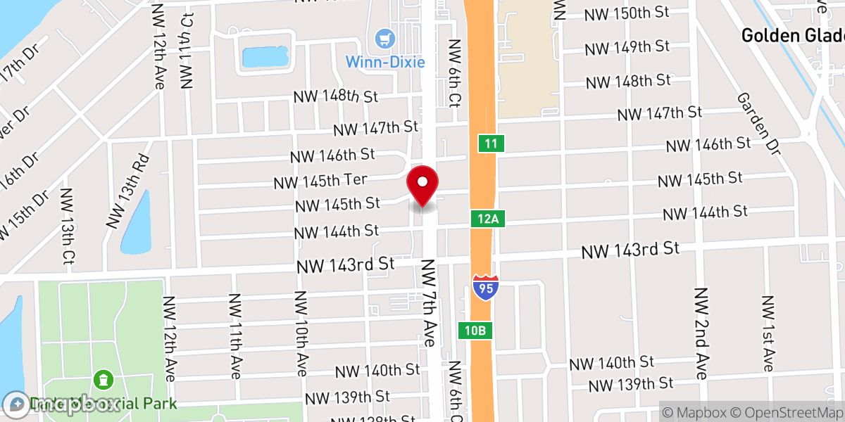 Map showing location of Gospel Assembly Of North Miami