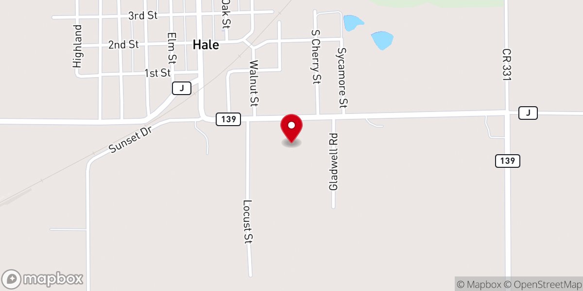 Map showing location of Hale United Methodist Church Food Pantry