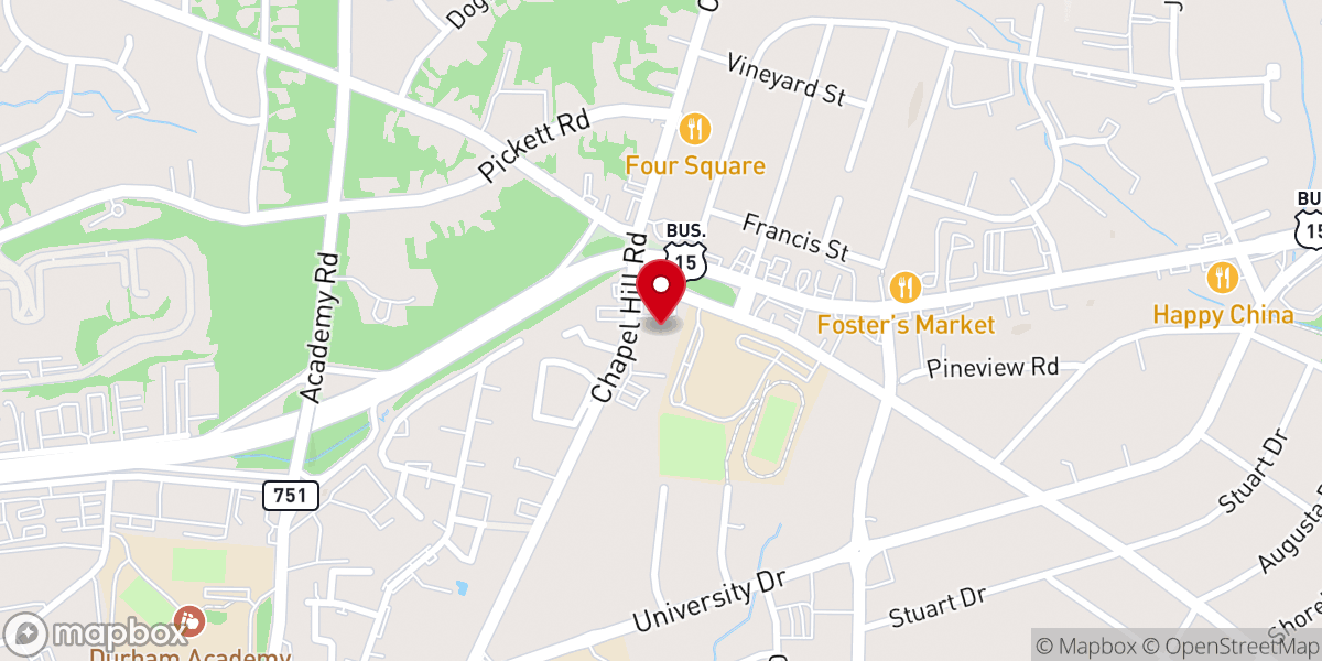 Map showing location of Yates Baptist Church