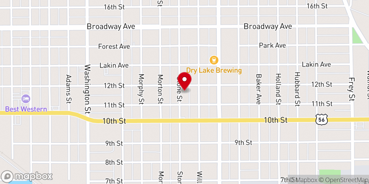 Map showing location of Great Bend Church of Christ