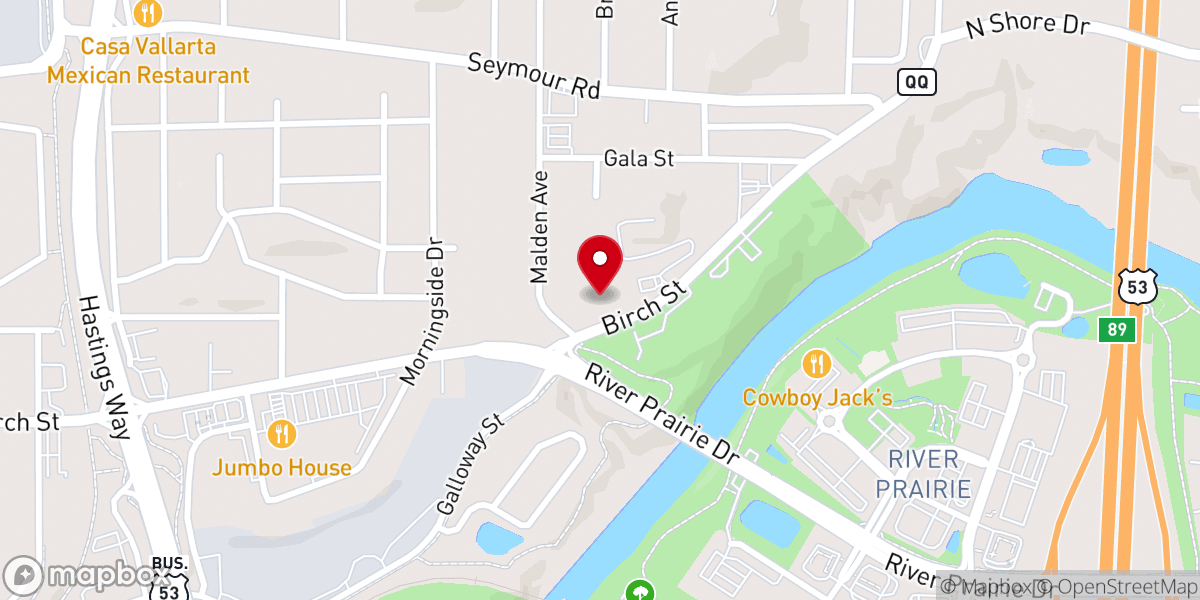 Map showing location of Birch Street Baptist Church