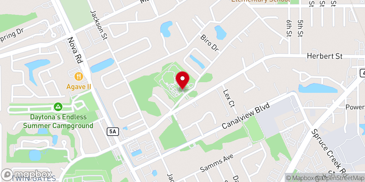 Map showing location of Dunlawton Sugar Mill Gardens