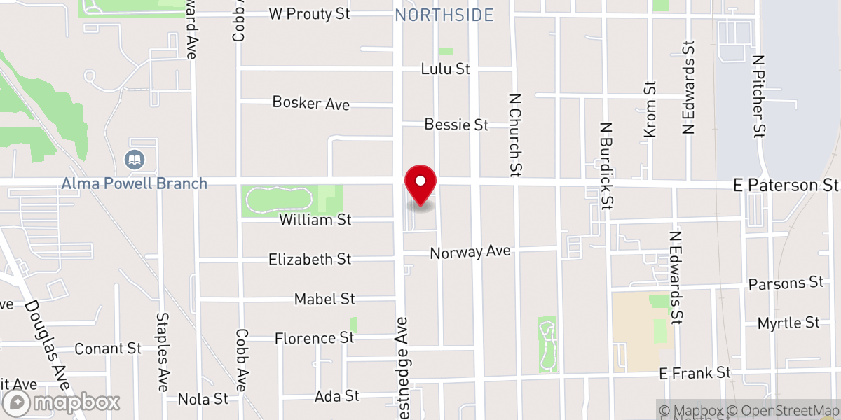 Map showing location of Galilee Baptist Church