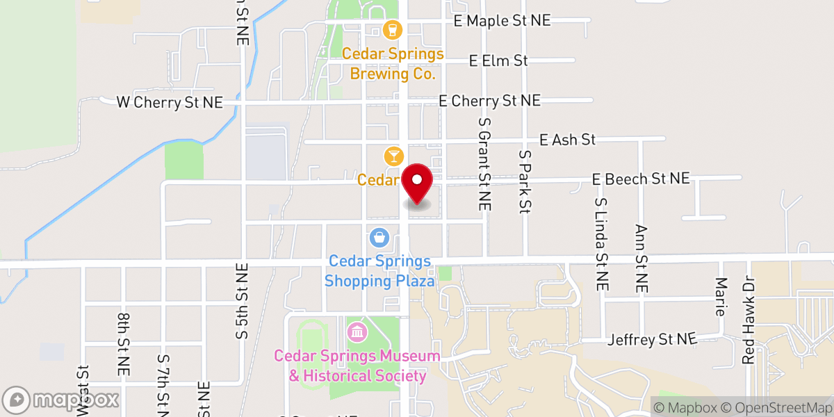 Map showing location of Cedar Springs United Methodist Church