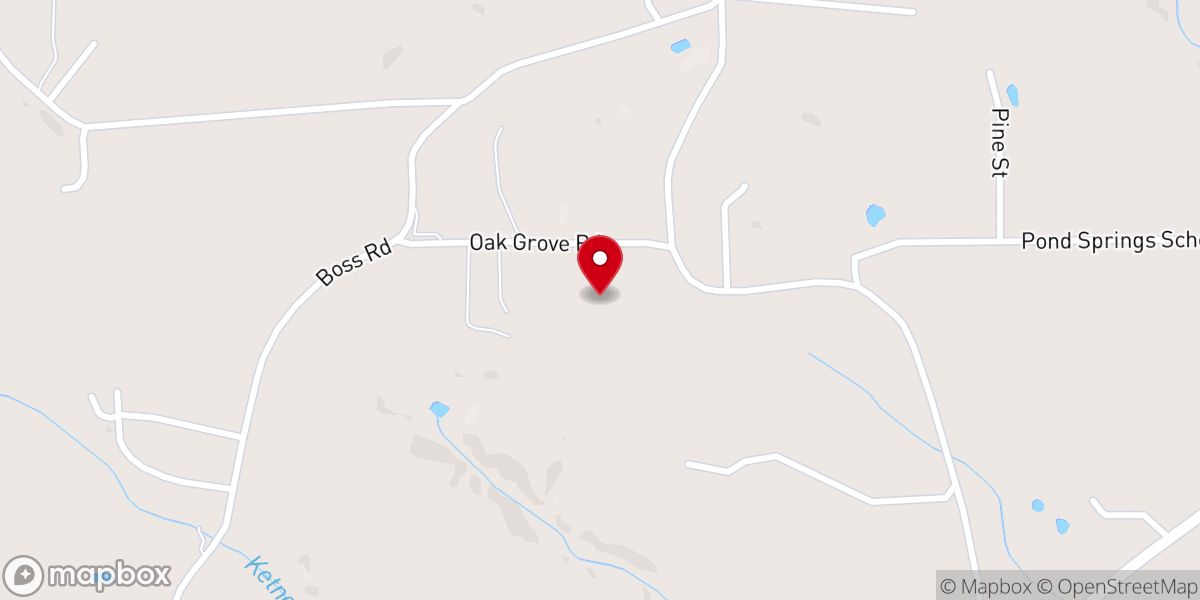 Map showing location of Oak Grove Church