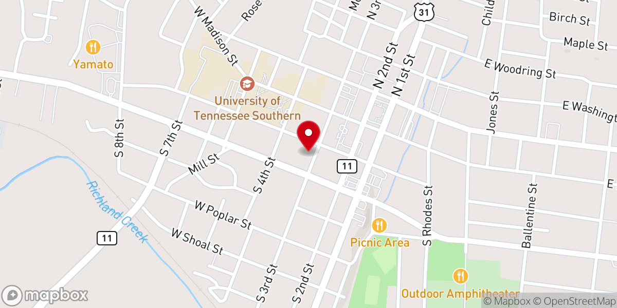 Map showing location of United Methodist Church Pulaski District Office