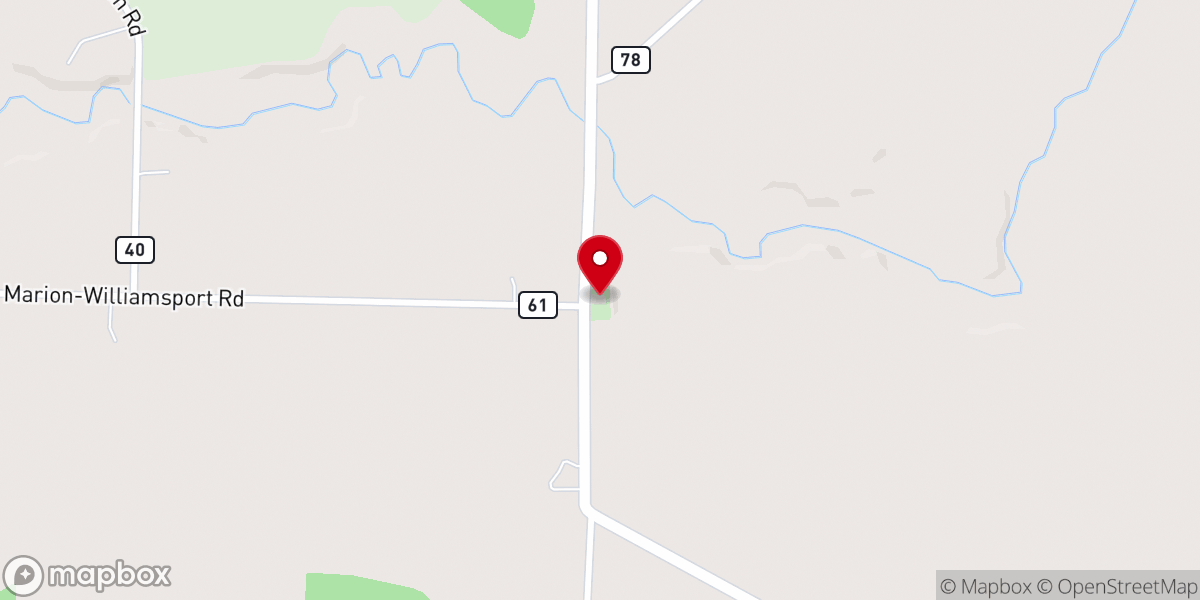 Map showing location of Mt. Tabor Freewill Baptist Church