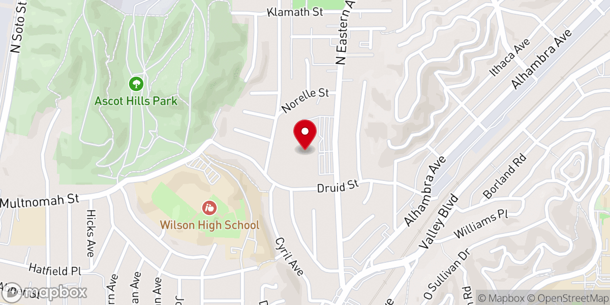 Map showing location of Hillside LA