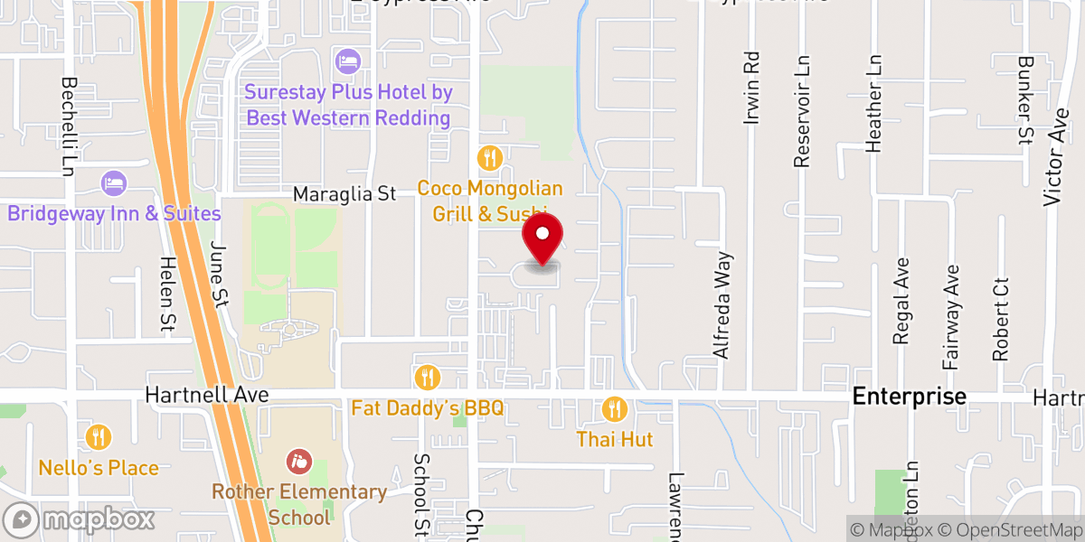 Map showing location of Unity In Redding