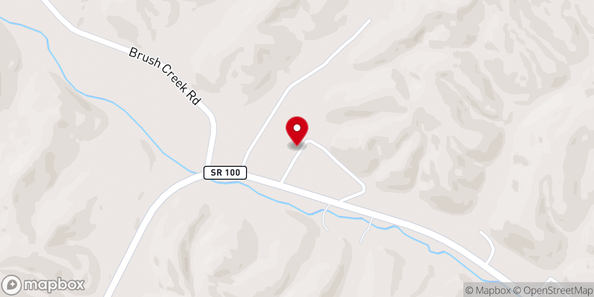 Map showing location of Brush Creek Church of Christ