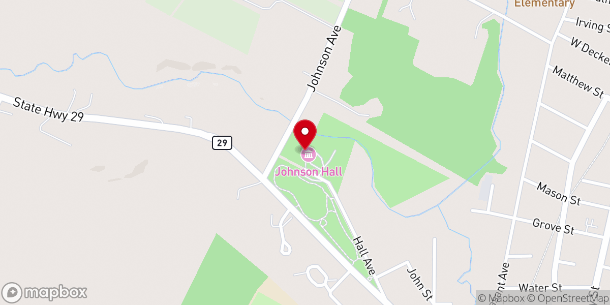 Map showing location of Johnson Hall State Historic Site