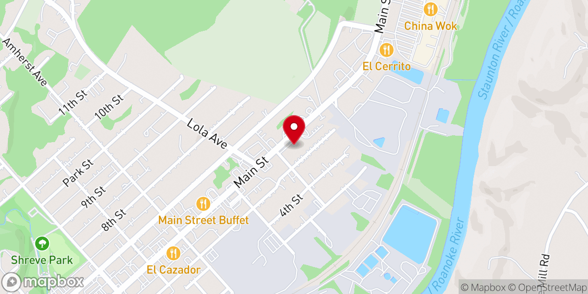 Map showing location of Altavista Church Supply Store