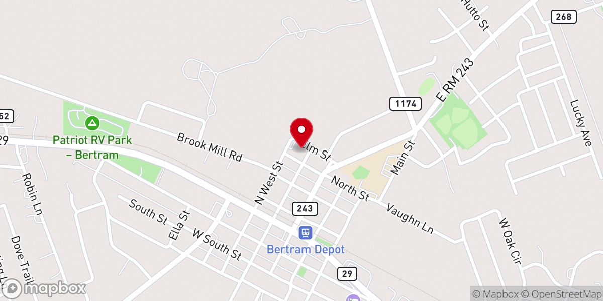 Map showing location of Bertram Church of Christ