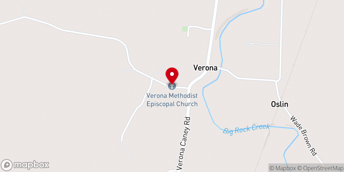 Map showing location of Verona United Methodist Church