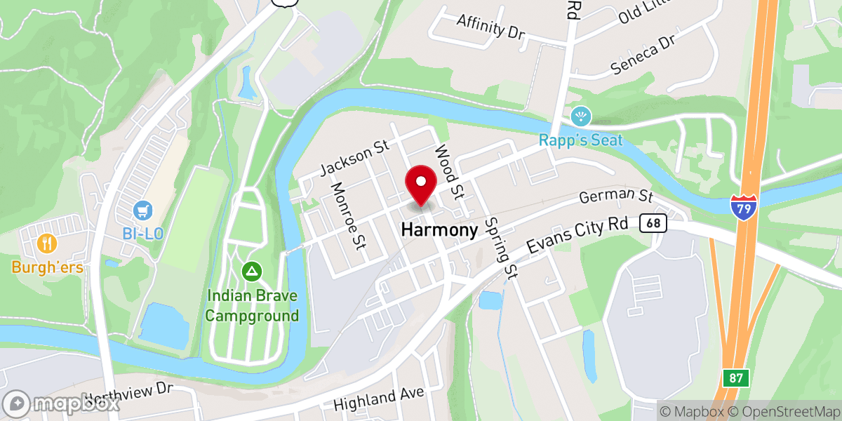 Map showing location of Grace Church of Harmony