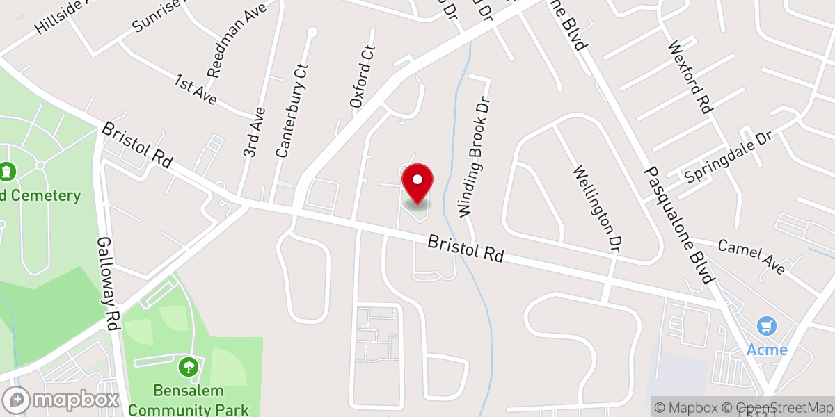 Map showing location of Neshaminy Valley Baptist Church