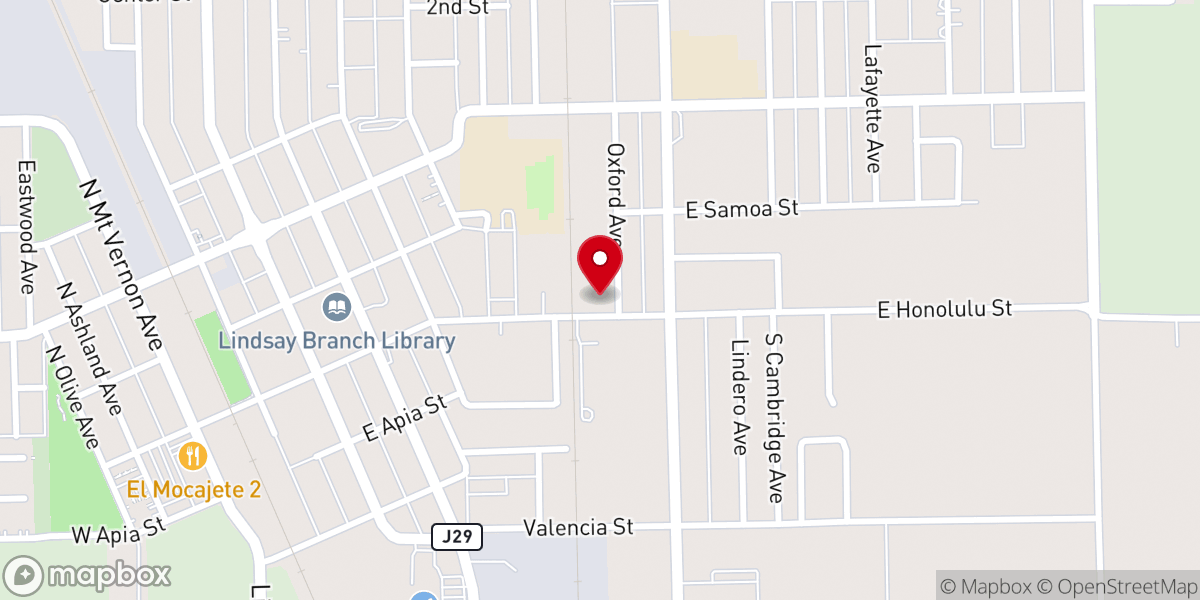 Map showing location of First Baptist Church of Lindsay