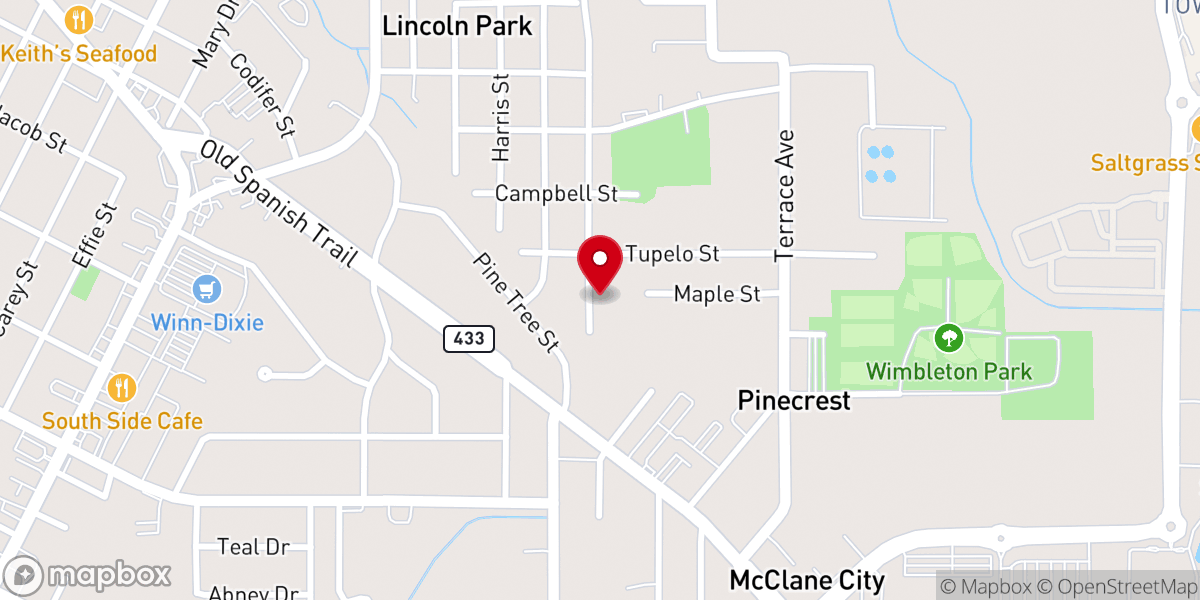 Map showing location of New Life Tabernacle Baptist Church