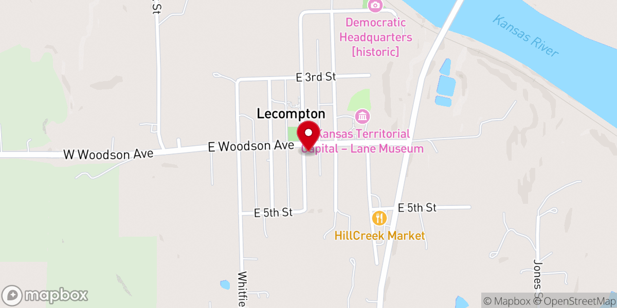 Map showing location of Lecompton United Methodist Church