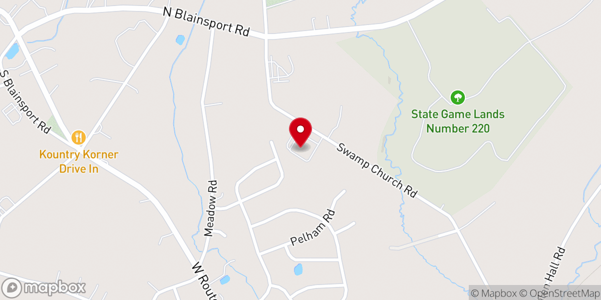 Map showing location of Swamp Lutheran Church