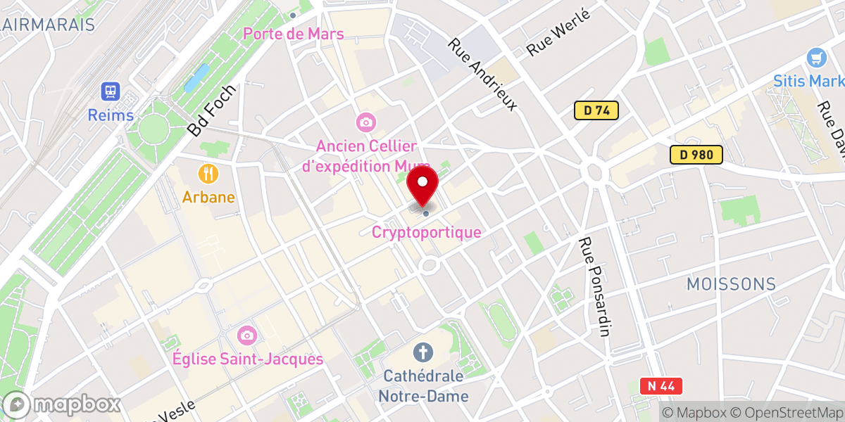 Map showing location of Cryptoportique