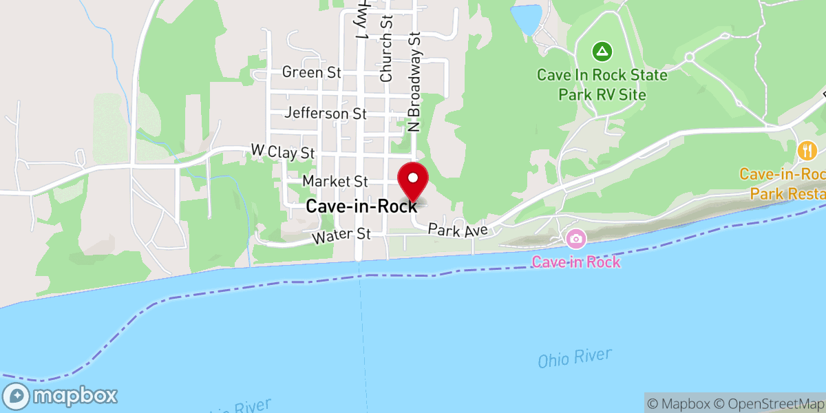 Map showing location of Cave In Rock United Methodist Church