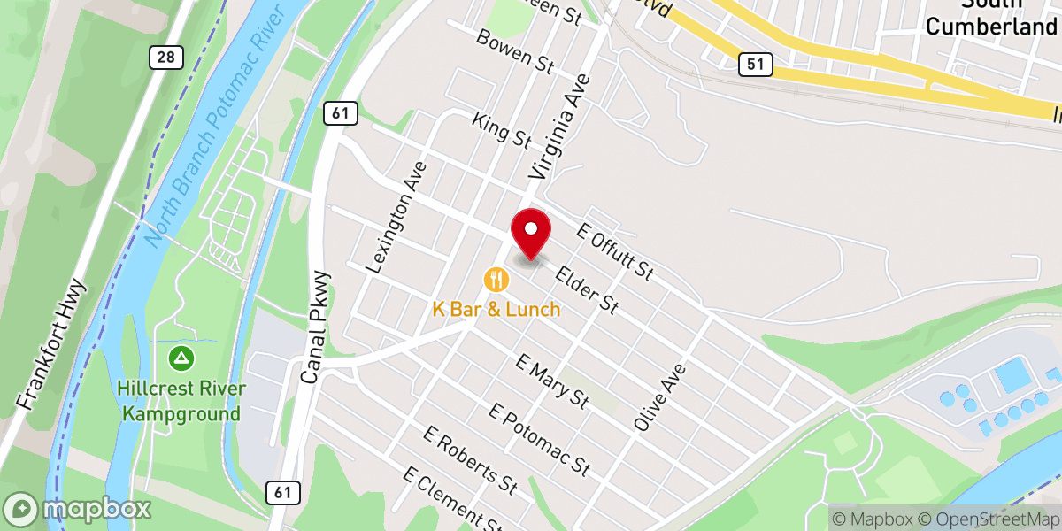 Map showing location of South Cumberland Assembly of God Church