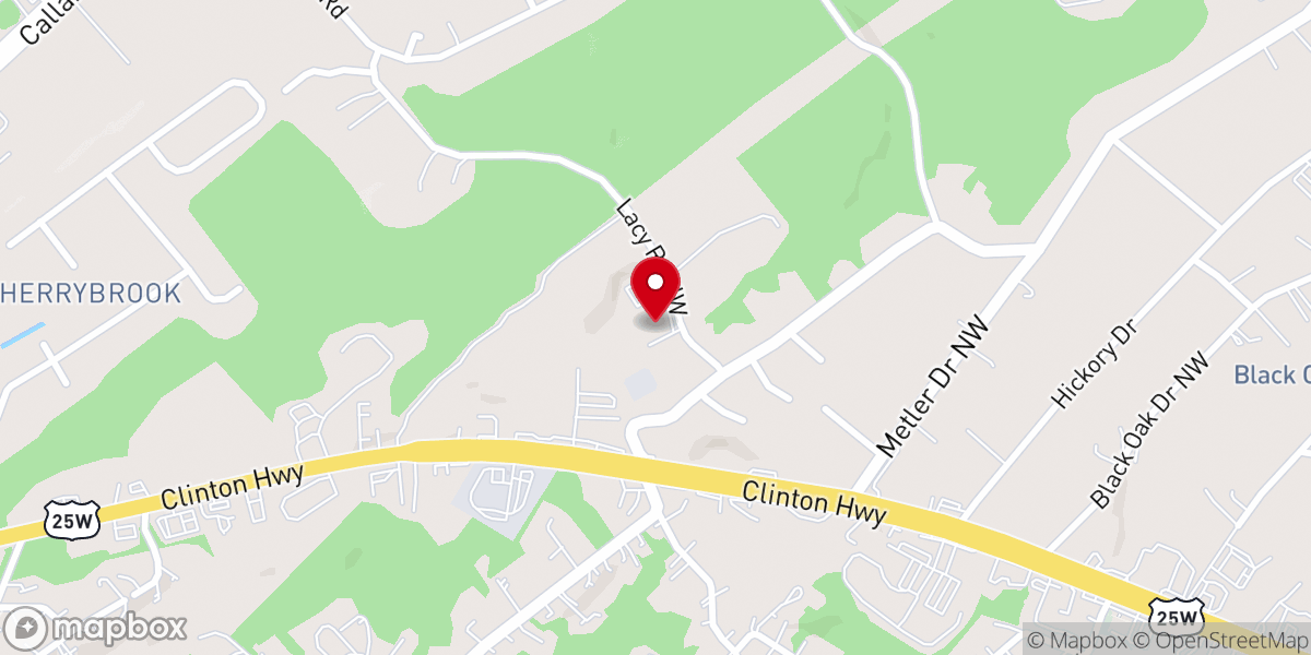 Map showing location of Ridgeview Baptist Church