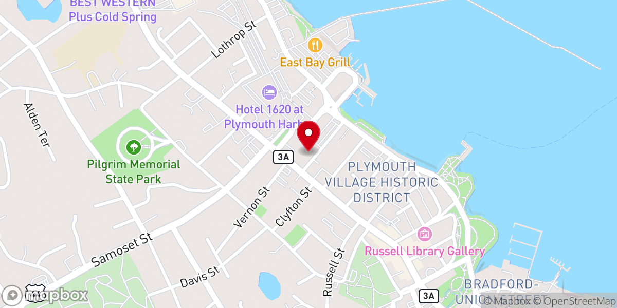 Map showing location of Plymouth Memorial Hall