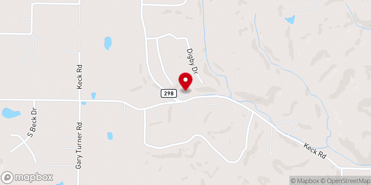 Map showing location of Gum Springs Baptist Church