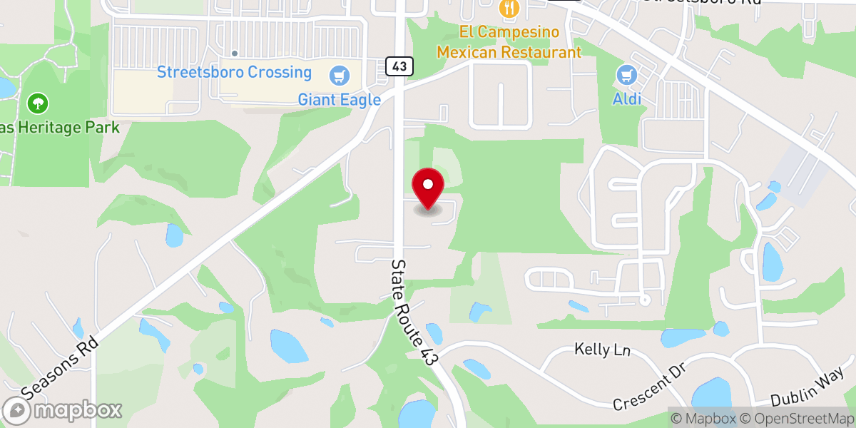Map showing location of Streetsboro United Methodist Church